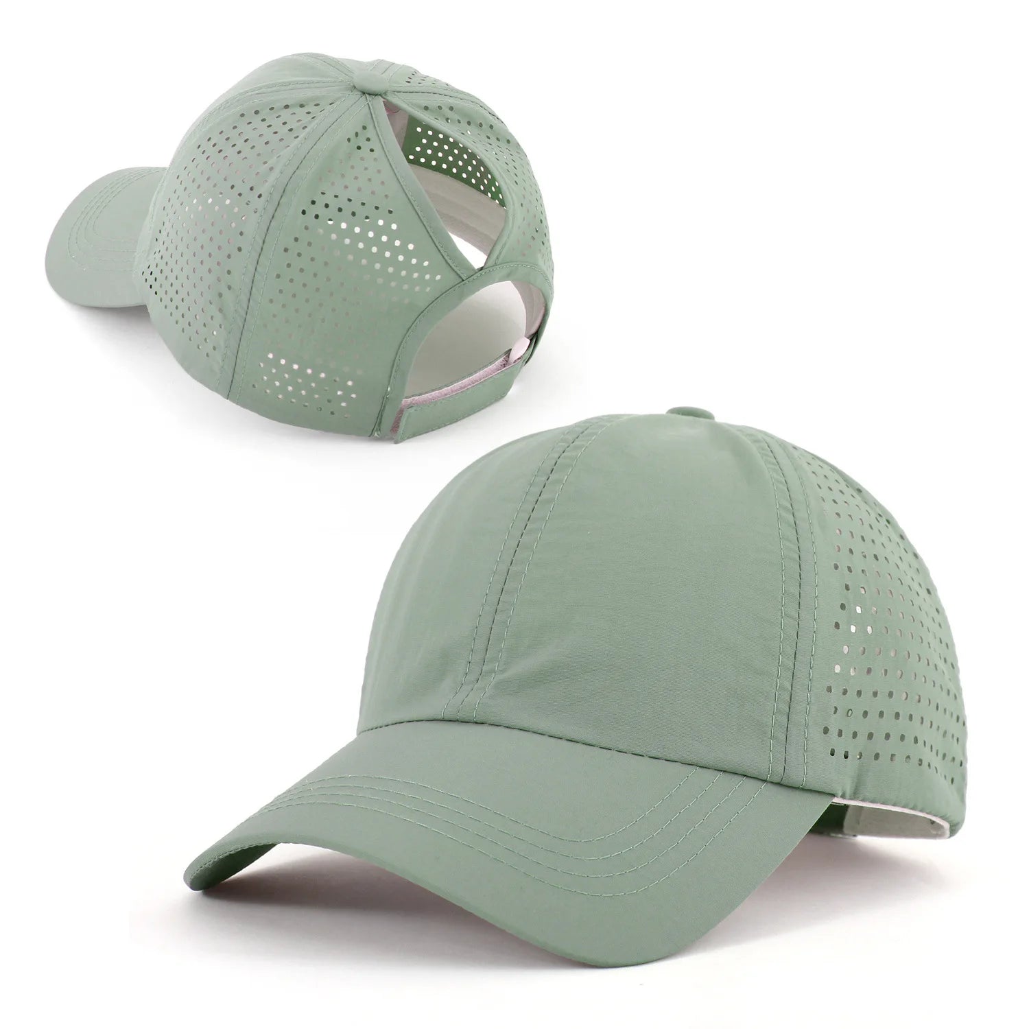 Schnelltrocknender Tongue Hat | Damen & Herren Mesh Atmungsaktive Sommerkappe | UV-Schutz & Ponytail-freundlich Verstellbar Kaufschwan® hellgrün