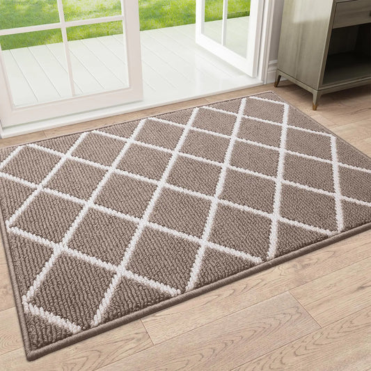 Karierte Eingangsmatte – Rutschfeste, Schmutzabweisende Fußmatte für Innenbereiche, Küche, Schlafzimmer & Flur Kaufschwan® Braun 80X120cm