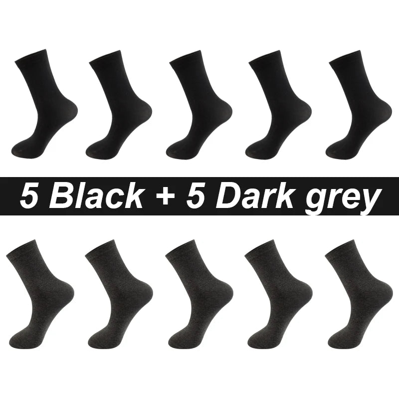 10 Paare Herren Kammbaumwollsocken | Schwarze Freizeit- & Businesssocken Atmungsaktiv Hochwertig