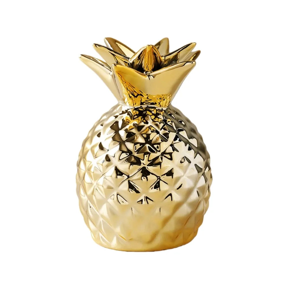 Keramik Ananas Spardose – Vergoldetes Sparglas als Tisch Dekoration Kaufschwan® Gold