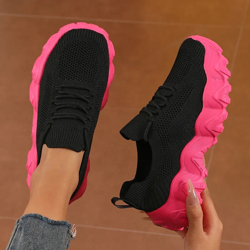 Damen Mesh-Sneaker mit Schnürung – Leichte Atmungsaktive Schuhe | Modische Bequeme Trainings- & Walkingschuhe Kaufschwan®