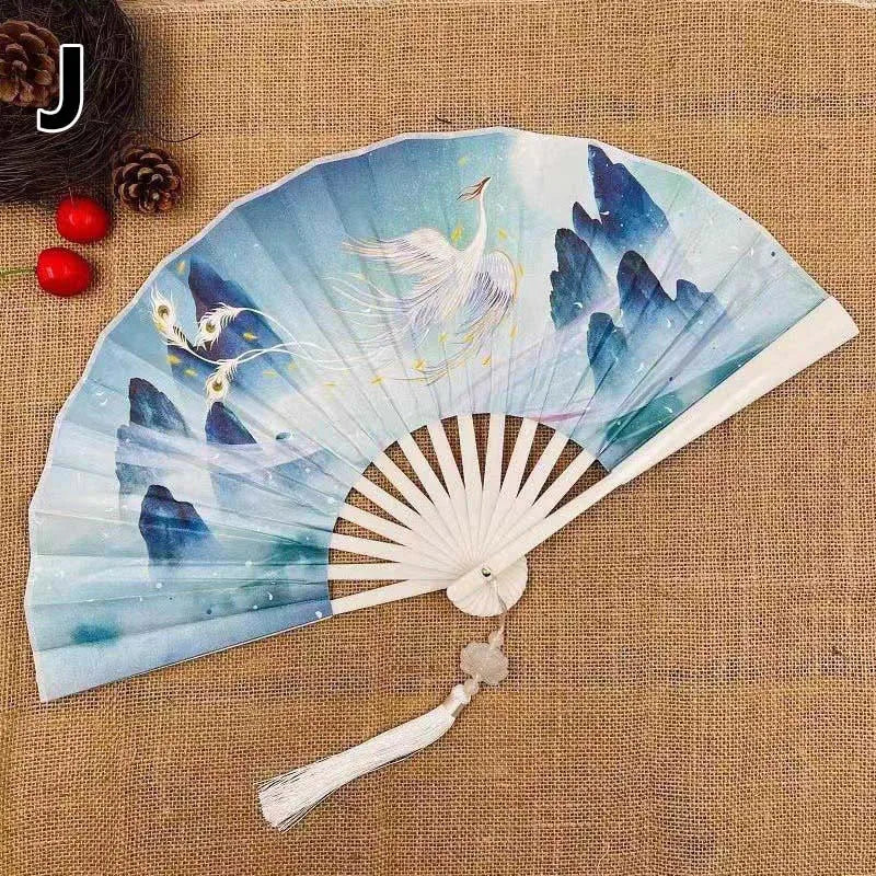 Retro Drachen Faltfächer | Beidseitiger Seidenstoff Handfächer | 8-Zoll Tragbarer Chinesischer Hanfu Fächer für Damen & Herren