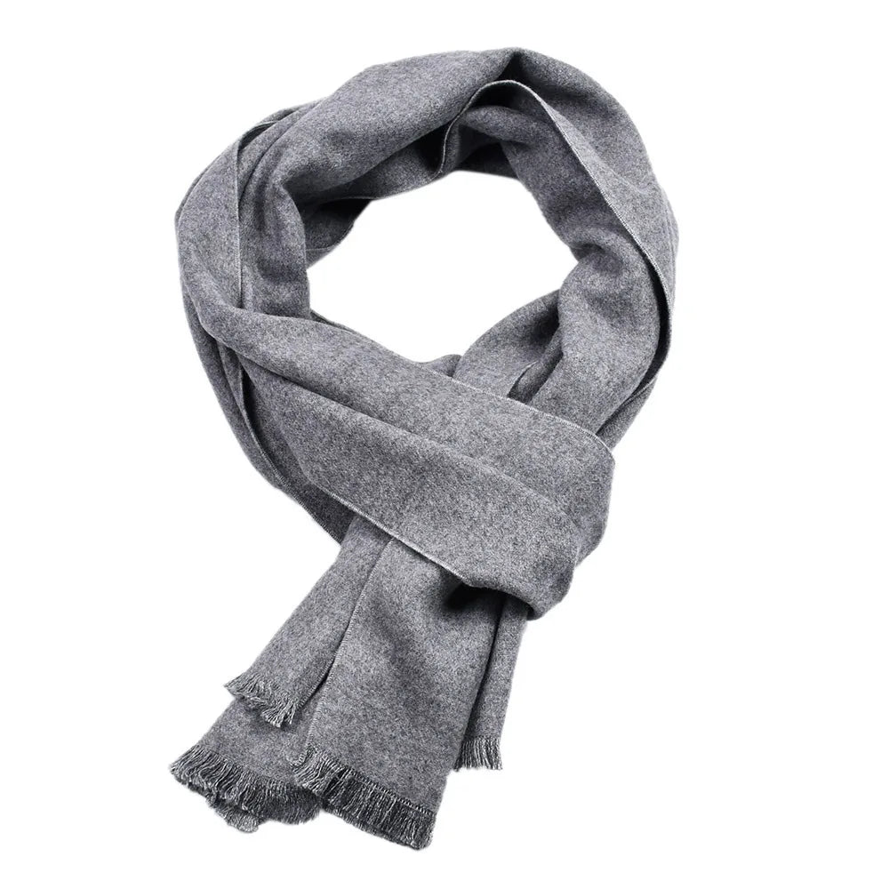 Einfarbiger Kaschmir-Imitat Schal für Herren | Winter Warmer Hals- und Nackenschal | Klassischer Schal – Navy & Schwarz Kaufschwan® Hellgrau