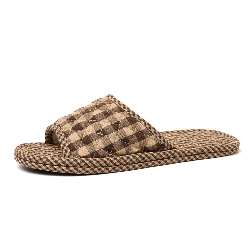 Leichte Damen & Herren Hausschuhe aus Baumwolle | Florale Retro Indoor-Schuhe | Rutschfest & Bequem für Zuhause Kaufschwan® Braun 45