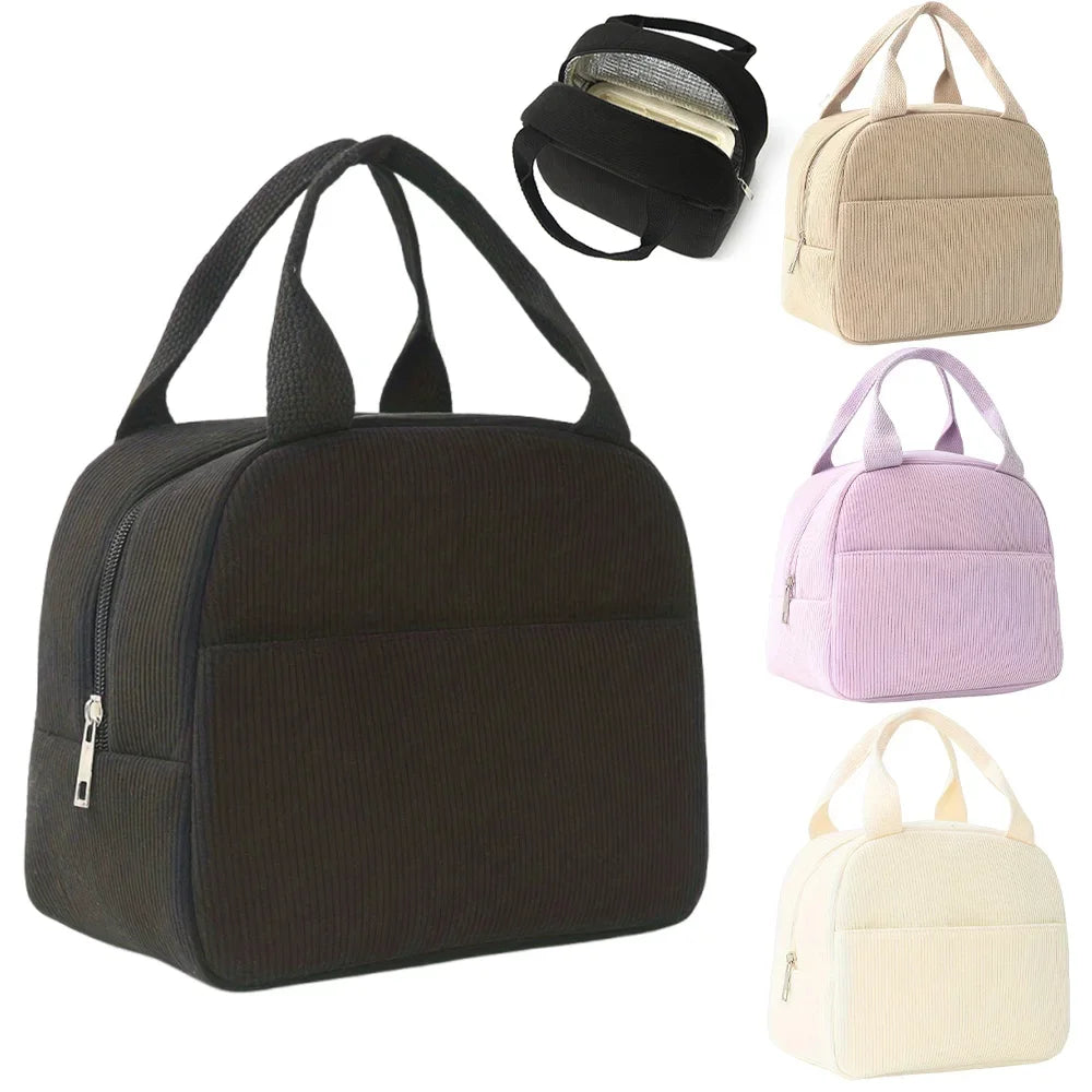 Wiederverwendbare Isolierte Kühltasche – Bestickte Cord Lunchbag | Tragbare Kühltasche für Kinder, Schule, Arbeit & Reisen Kaufschwan®