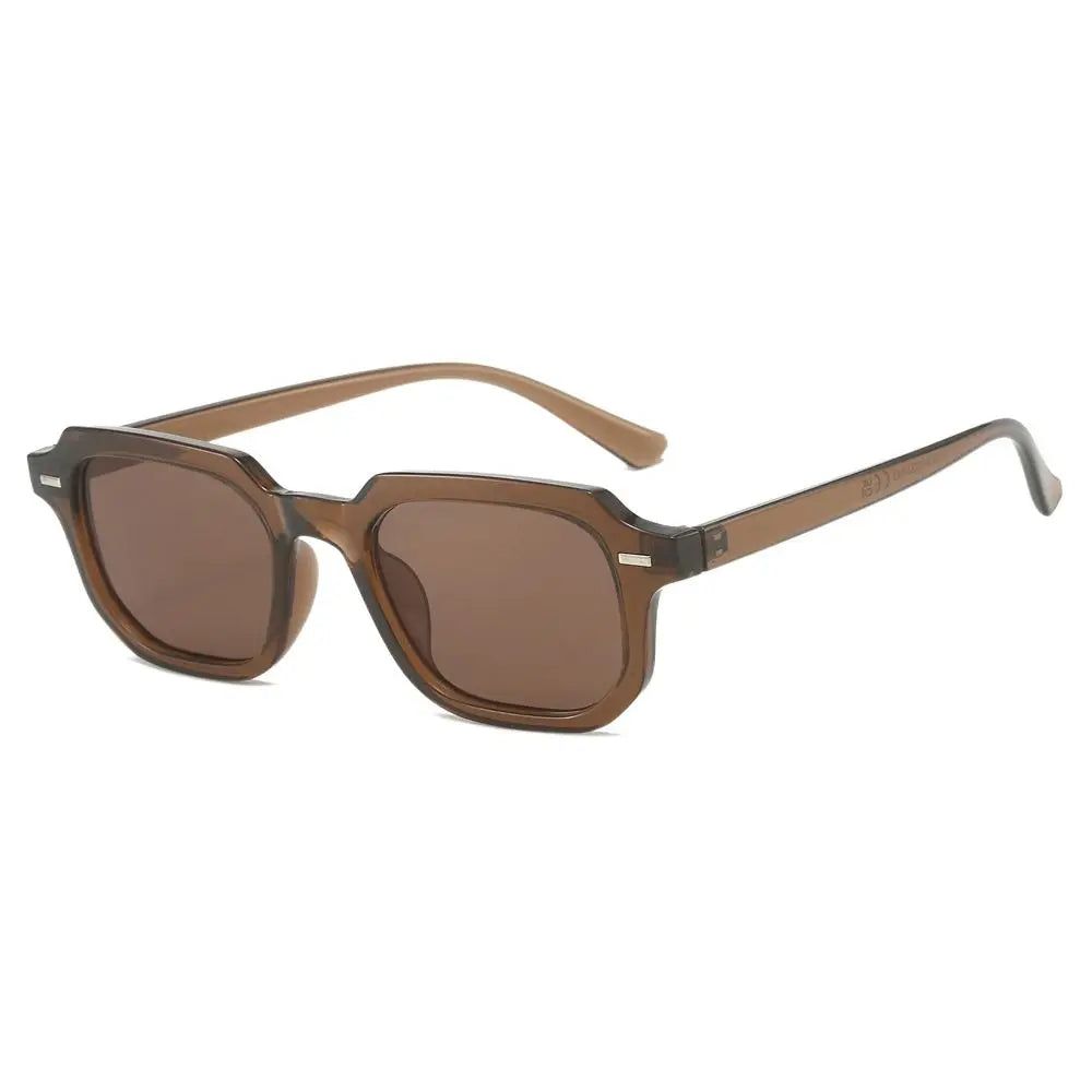 Retro-Sonnenbrille mit Vieleckigem Rahmen – Runde Sonnenbrille mit Nieten, Gestreiften Bügeln und UV400-Schutz zum Autofahren und für Freizeitaktivitäten Kaufschwan® Design 2
