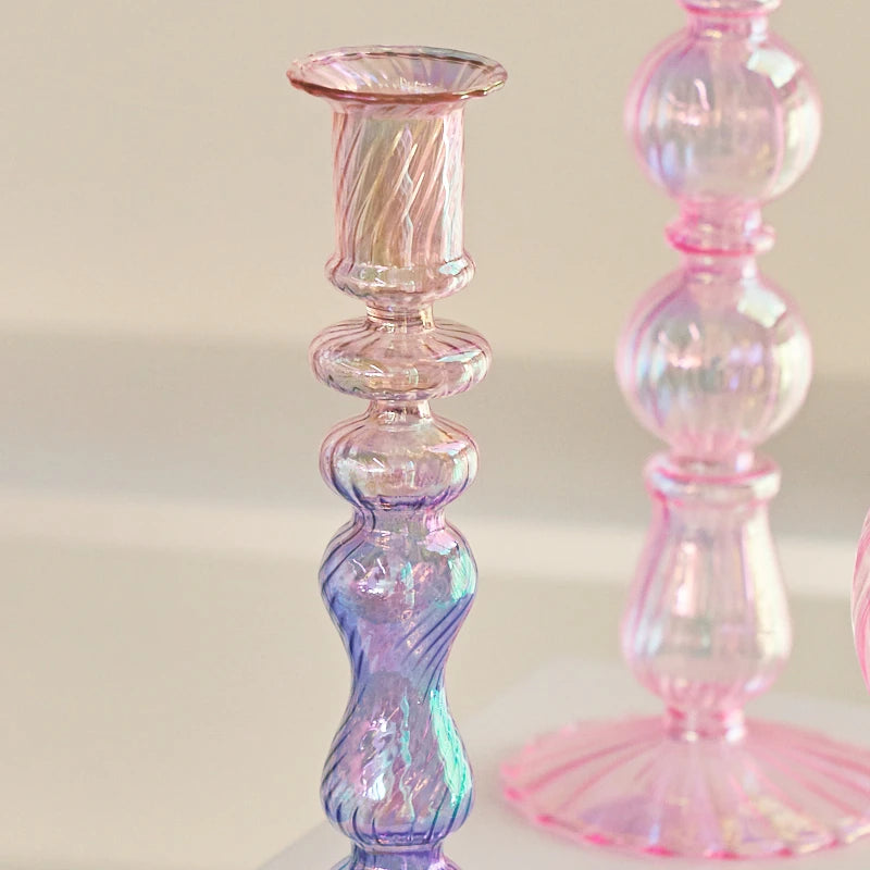 Floriddle Retro Kerzenständer – Hohe Stabkerzenhalter im Glasvasen-Stil für Zuhause, Party & Hochzeitsdekoration Kaufschwan®