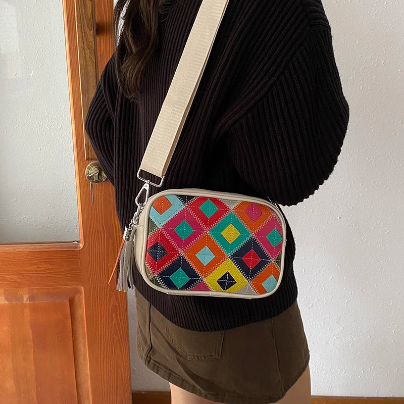 Kleine Bunte Ledertasche – Luxus Damen Handtasche, Crossbody & Schultertasche in Hochwertiger Verarbeitung Kaufschwan®