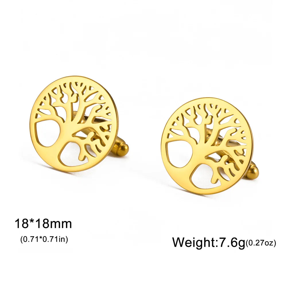 Baum des Lebens Manschettenknöpfe für Herren – Runde Edelstahl Manschetten | Elegantes Accessoire für Hochzeit, Business & Anlassmode Kaufschwan®