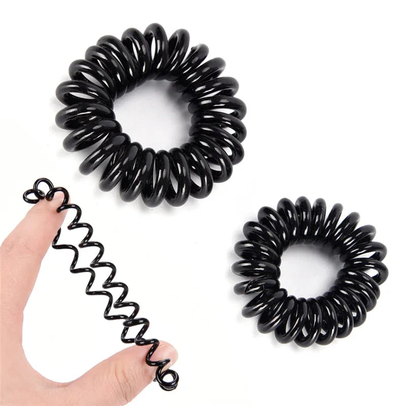 10 Stück Elastische Telefonkabel-Haargummis | Spiral-Kabel Scrunchies | Weiche Elastische Gummibänder für Pferdeschwänze & Haar-Accessoires Kaufschwan®
