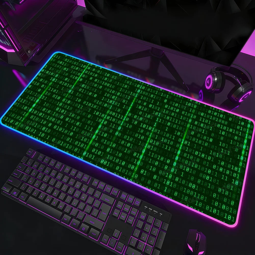 Hacker Code Art RGB LED Mauspad – Großes XXL Rutschfestes Gaming Schreibtischmatte aus Gummi für Tastatur und Computer Kaufschwan® z1 RGB400x800x3mm