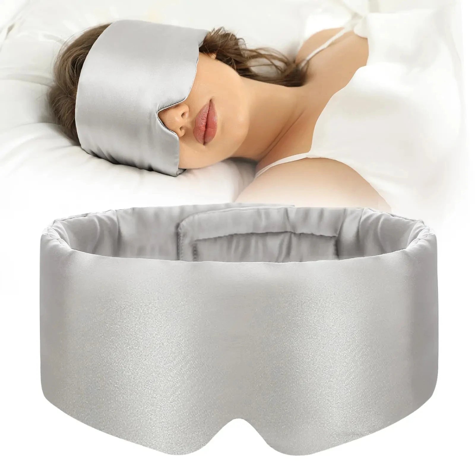 Seidenschlafmaske | Weiche Druckfreie Schlafmaske | 100 % Maulbeerseide Augenabdeckung | Anti-Falten & Verstellbarer Breiter Klettverschluss Kaufschwan®
