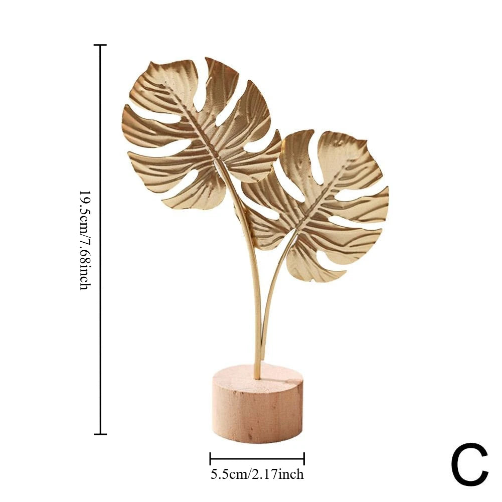 Nordische Eisen Ginkgo-Blatt Dekoration – Light-Luxury Metall Ornament für Wohnzimmer, Flur und Weinschrank