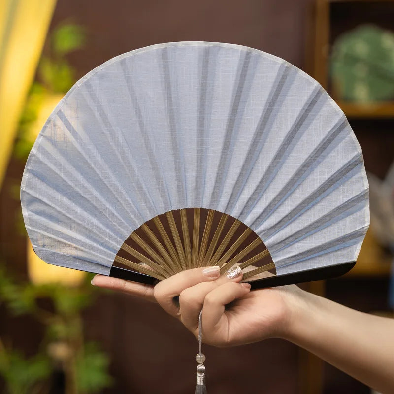 Vintage Muschel-Form Faltfächer | Baumwolle-Leinen Handfächer | Retro Tanzrequisit & Dekoratives Geschenk Kaufschwan®
