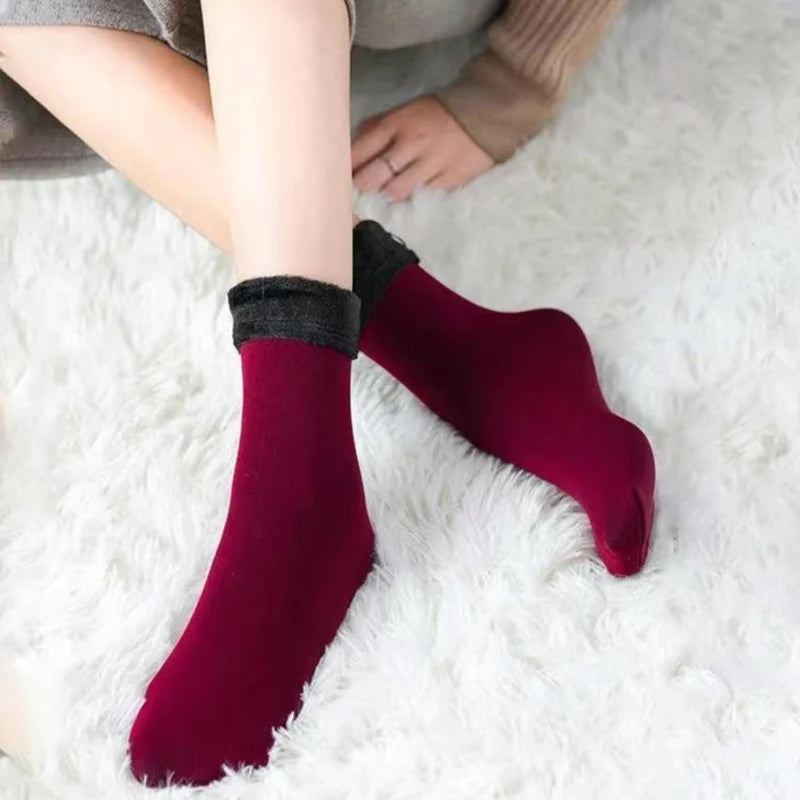 Winter Thermosocken für Damen | Samt Nylon Plüsch Fleece Gefüttert | -30°C Warm, Nahtlos Verdickt Schneesocken | Unisex Bequeme Haussocken Kaufschwan®