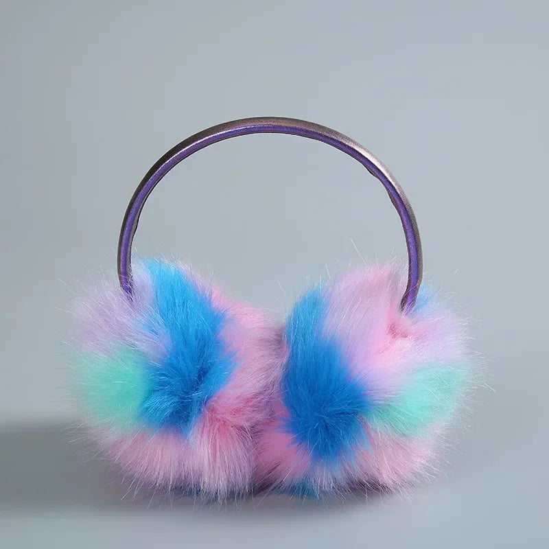 Bunte Regenbogen Winter Ohrwärmer – Plüsch Ohrenschützer | Winddicht, Warm & Weich Kaufschwan® Blau