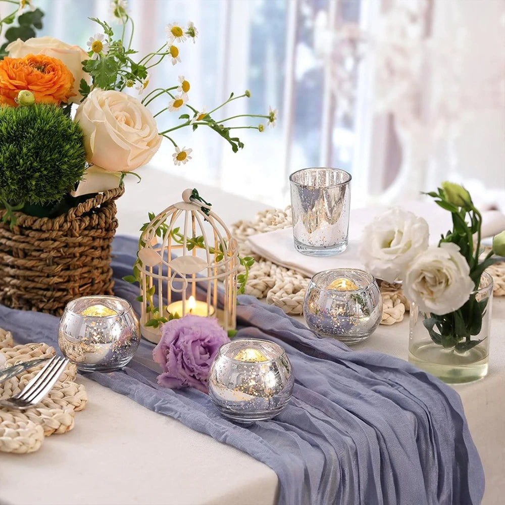 6 / 12 Stück Mercury Glas Teelichthalter – Bunte Kreative Kerzenhalter für Wohndeko, Hochzeit & Party Tischdekoration Kaufschwan®