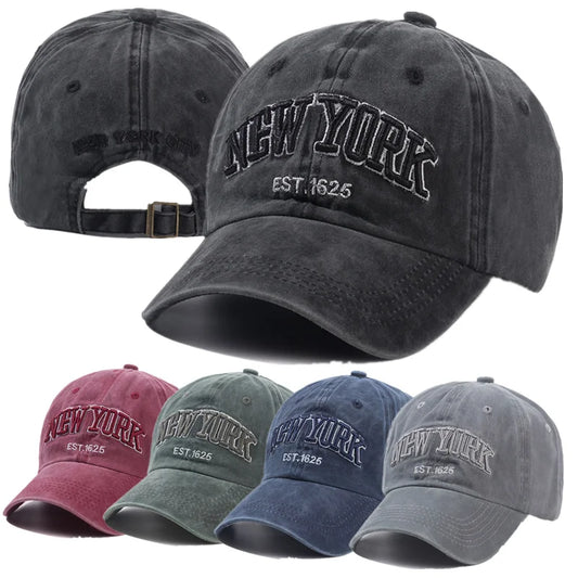 2025 New York Washed Cotton Cap | Herren & Damen Snapback Baseballkappe | Sonnenschutz Dad Hat | Outdoor Freizeitkappe Kaufschwan®