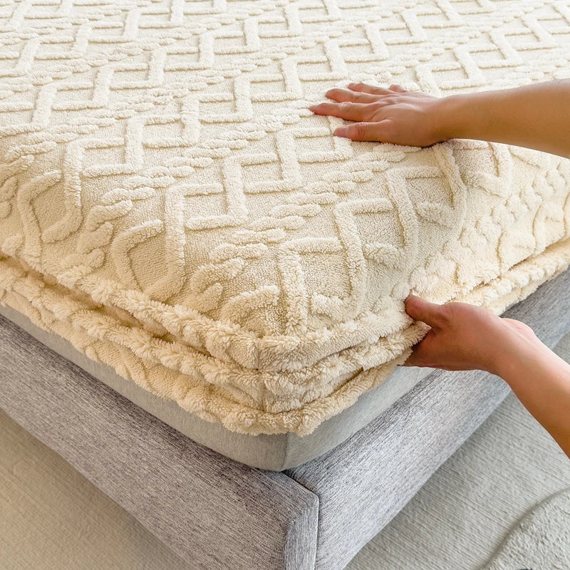 3D Prägung Samt Matratzenschoner – Verdicktes Winter Warm Spannbettlaken & Matratzenschutz Kaufschwan®
