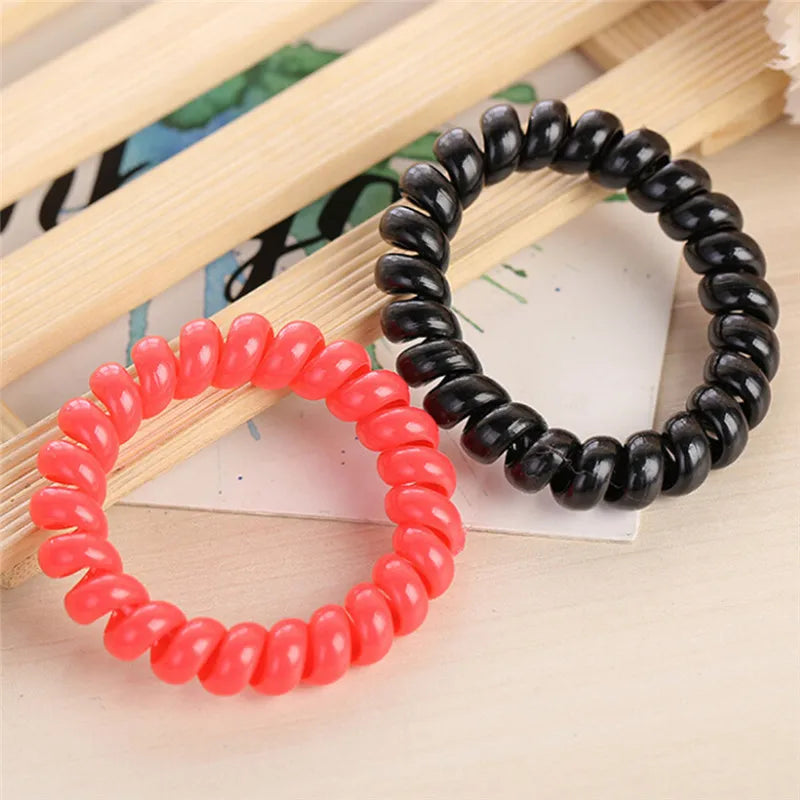 10 Stück Elastische Telefonkabel-Haargummis | Spiral-Kabel Scrunchies | Weiche Elastische Gummibänder für Pferdeschwänze & Haar-Accessoires Kaufschwan®