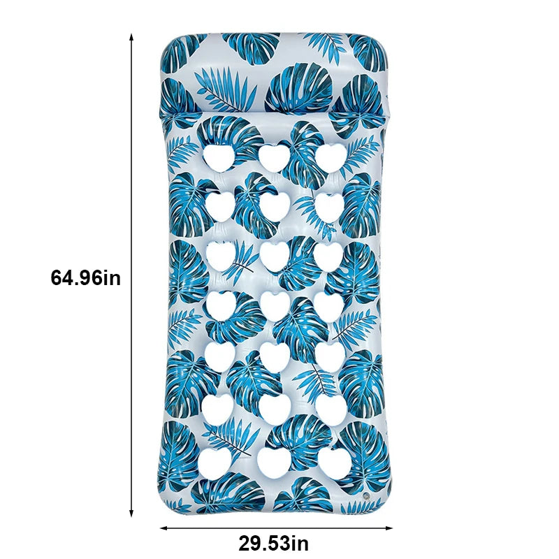 Aufblasbares Schwimmbett – Wasserhängematte & Poolliege für Erwachsene | Schwimmring & Luftmatratze für Pool & Strand Kaufschwan® Blau-3