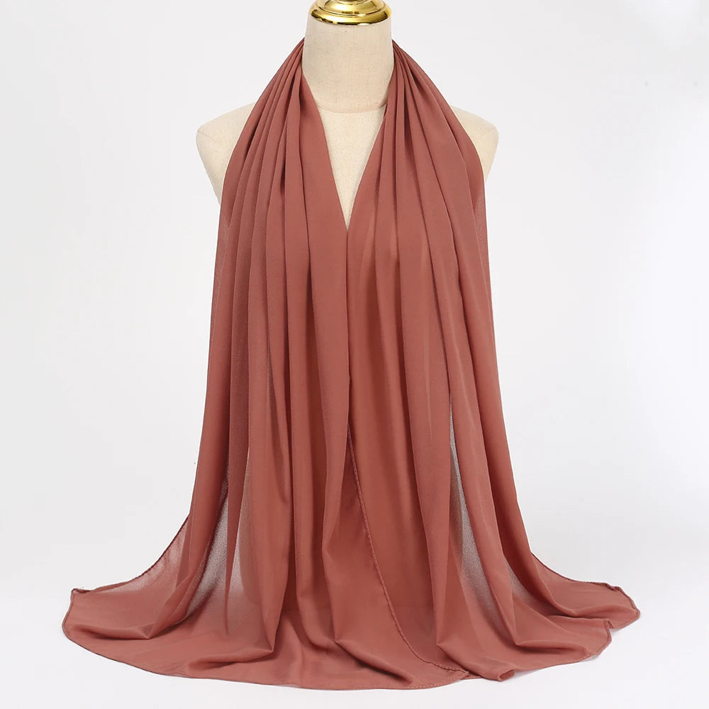 Muslimischer Chiffon Hijab Schal – Damen Langer Einfarbiger Kopf Schal | Eleganter Jersey Schleier & Modisches Umschlagtuch