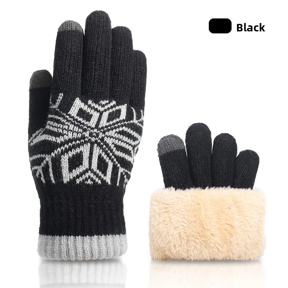 Weihnachten Doppel-Layer Touchscreen Handschuhe – Dicke Strickhandschuhe | Warme Winterhandschuhe für Damen & Herren, Kältebeständig Kaufschwan® Schwarz Einheitsgröße