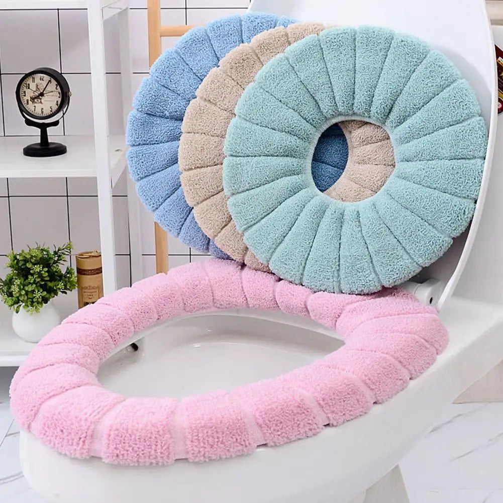 Warme WC-Sitzauflage – Strick-Toilettensitzbezug für Winter | Weiche O-förmige Waschbare Toilettenauflage in Einfarbigem Design (1 Stück) Kaufschwan®