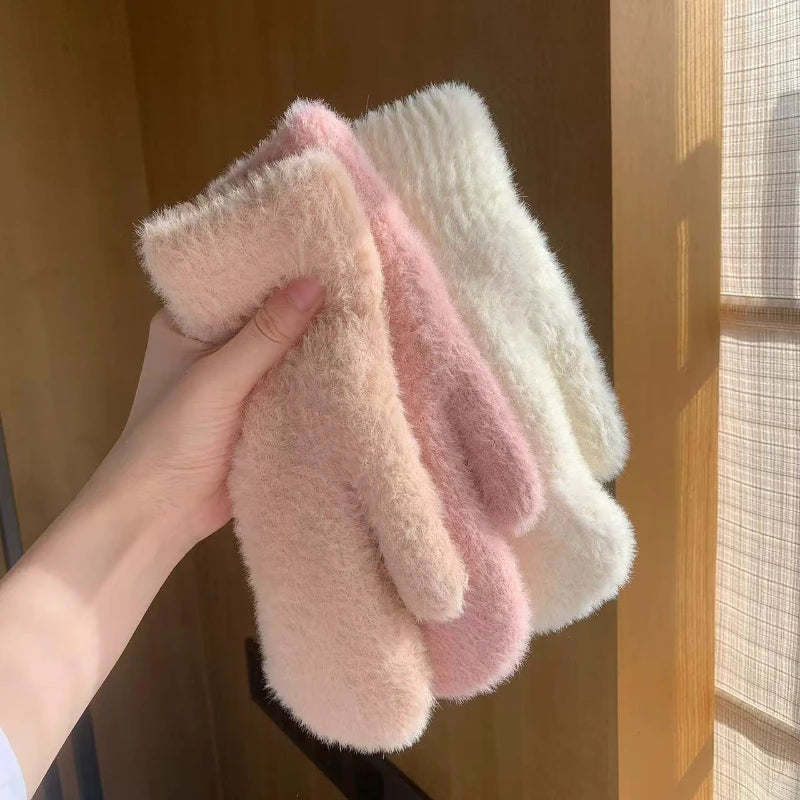 Neue Damen Winterhandschuhe – Verdickte Strickhandschuhe mit Plüschfutter | Kältefeste Vollfinger Handschuhe für Herbst & Winter Kaufschwan®