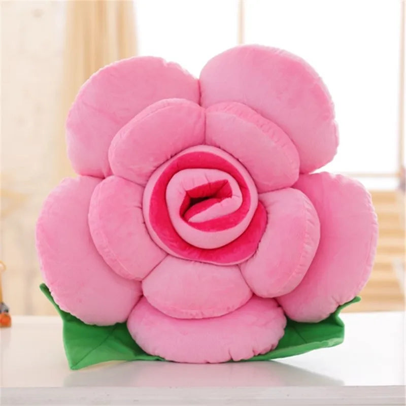 3D Rosen-Kissen | Plüsch-Blumenkissen | Simulierte Rosen-Matte | Romantisches Geschenk zum Valentinstag Kaufschwan® Rosa 30cm