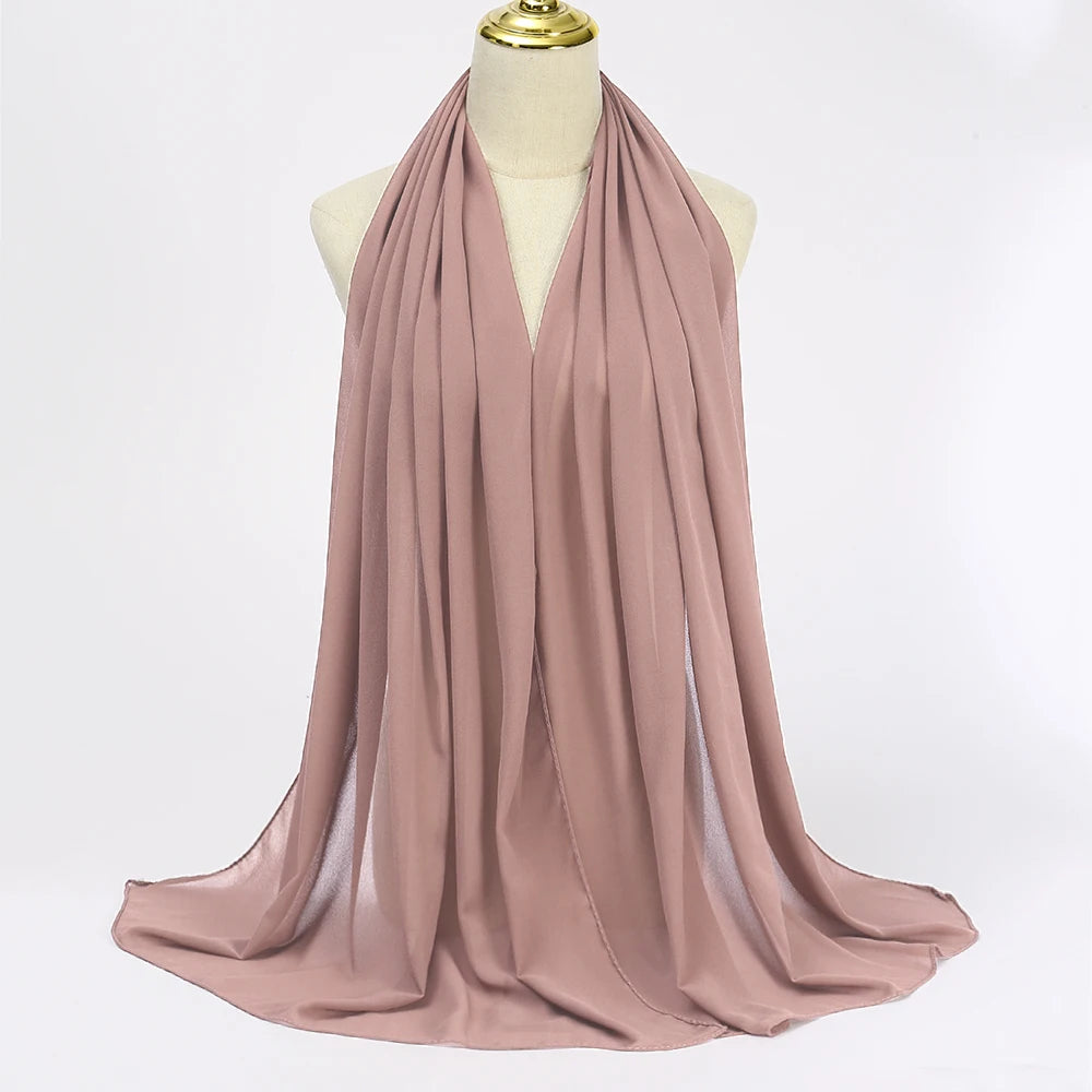 Muslimischer Chiffon Hijab Schal – Damen Langer Einfarbiger Kopf Schal | Eleganter Jersey Schleier & Modisches Umschlagtuch