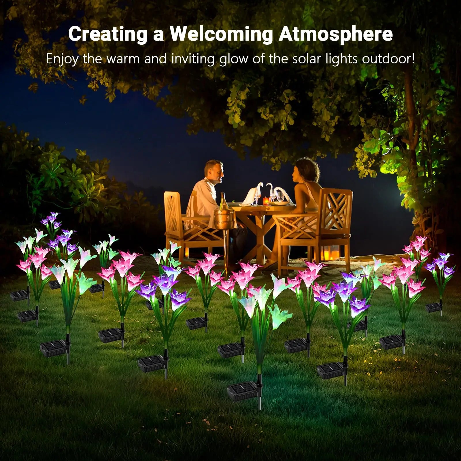 Solar Außen LED Blumenlichter – Lilienblumen Lampe mit 7 Farbwechsel-LEDs, Wasserdichte Garten- und Hofdekoration Kaufschwan®
