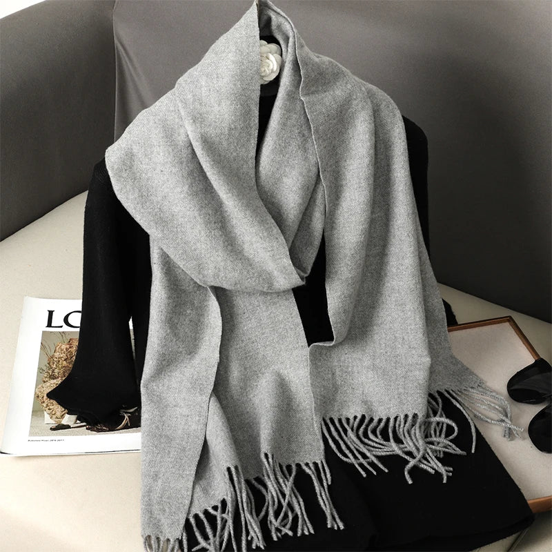 Bunte Winter Schals für Damen | Langer Kaschmir-Optik Wärmeschal | Einfarbig Hijab, Umschlagtuch & Pashmina Kopftuch