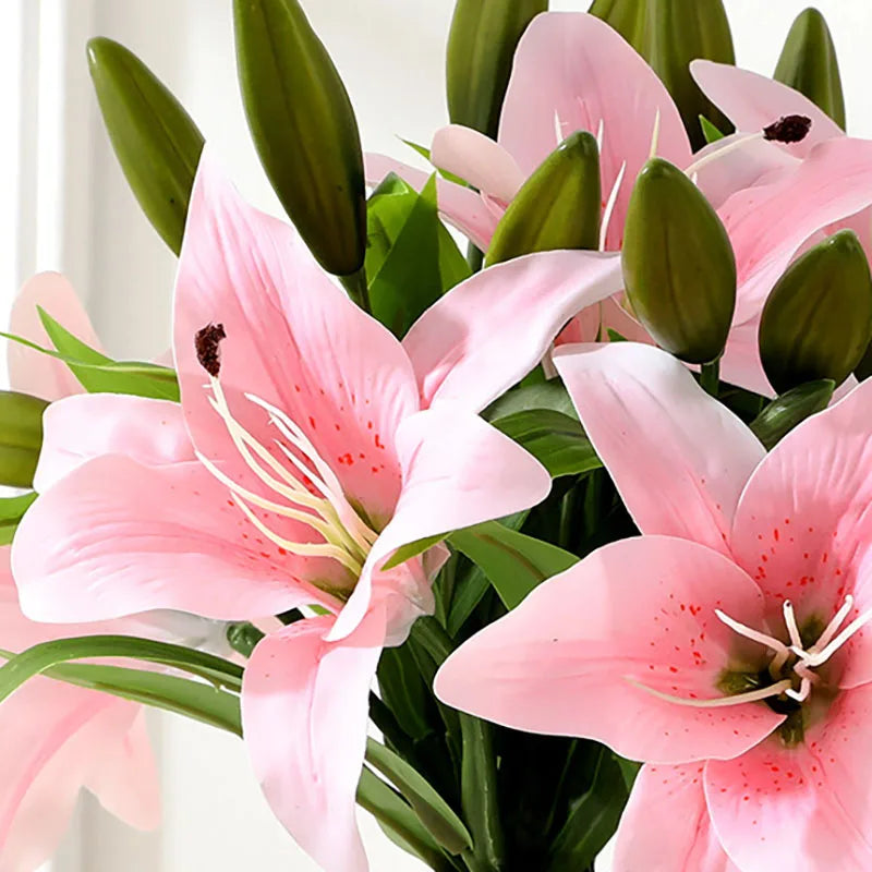 41cm Künstliche Lilien – Realistischer Lilienstrauß für Hochzeit, Zuhause, Hotel, Restaurant, Büro & Gartendekoration Kaufschwan®