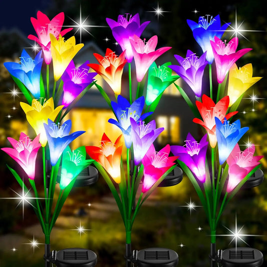 Solar Lilienblumenlampe – 7 Farbwechsel Wasserdichte Solar-Wege- & Landschaftslichter für Garten, Hof & Innenhof Kaufschwan®