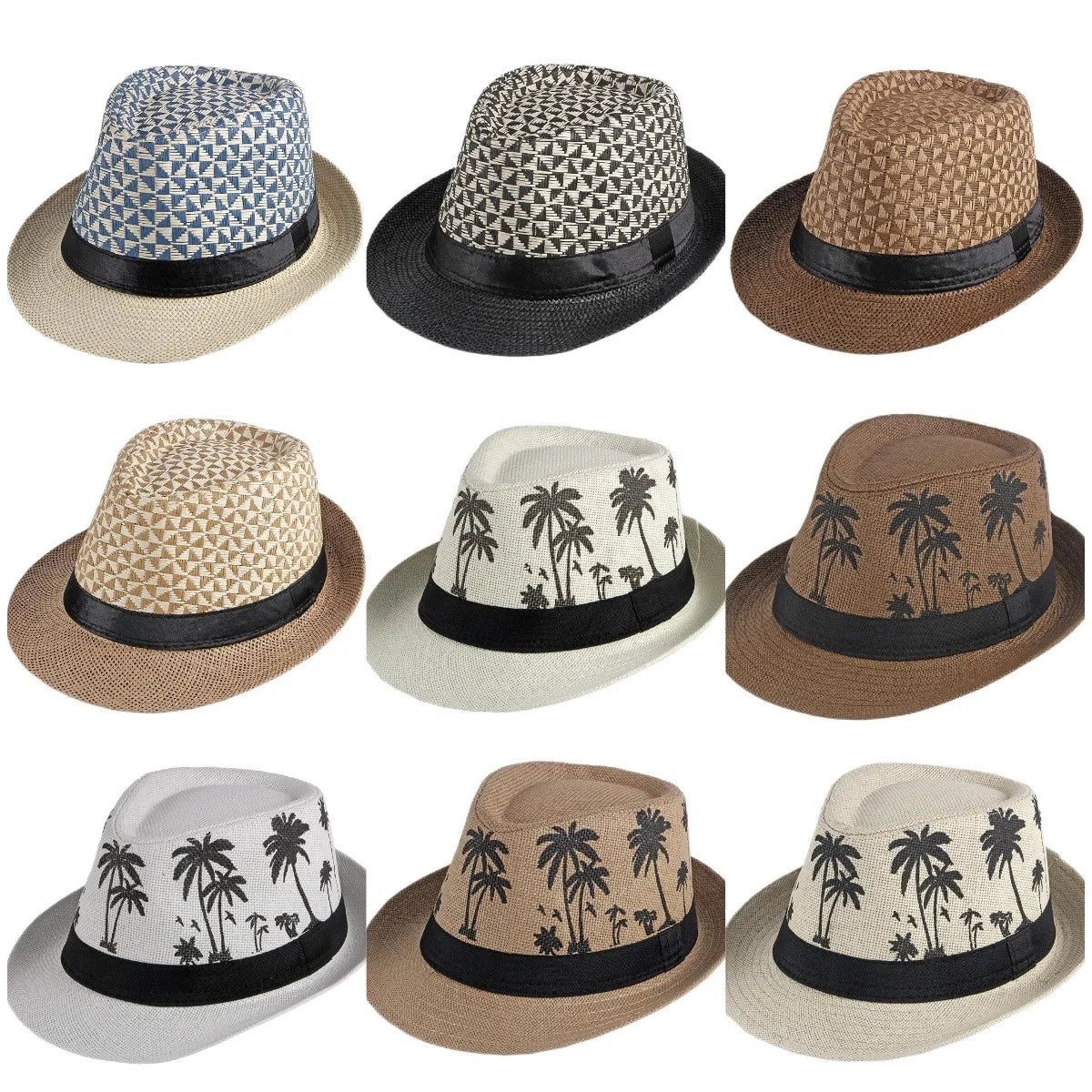 Retro Sonnenhut – Britischer Top Hat Stil, Geometrischer Strohhut mit Gürtel, Unisex Strand & Partner Fedoras Kaufschwan®