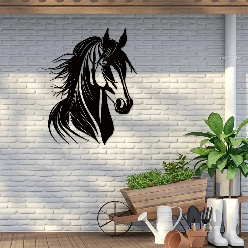 Charmantes Pferdekopf Metall Wandbild – Landhaus Innen & Außen Dekoration Kaufschwan®
