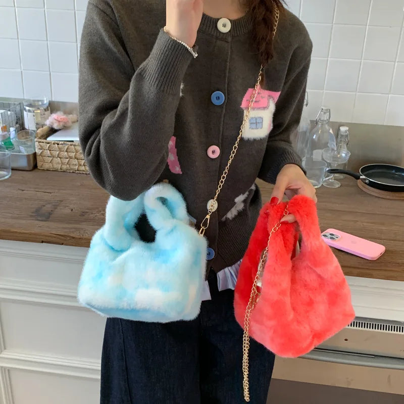 Modische Nischen-Handtasche mit Farbverlauf – Plüsch Damen Crossbody & Schultertasche im Trendigen Design Kaufschwan®