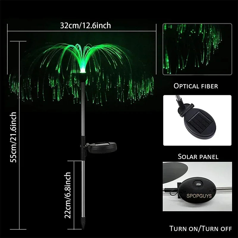Solar Gartenlichter – Wasserdichte Faseroptik Qualle Rasenlichter für Terrasse, Villa & Hofdekoration Kaufschwan®