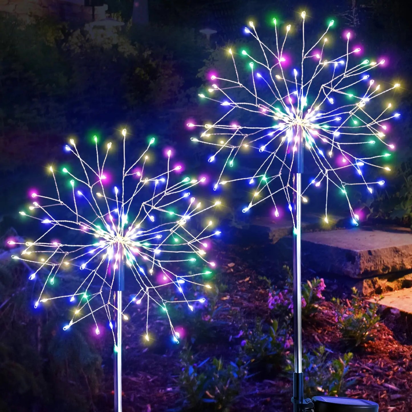 200LED Solar-Feuerwerkslichter – Wasserdichte Gartenlichter für Außenbereich, Terrasse, Weg & Blumenbeet Kaufschwan® 2 Stück Bunt