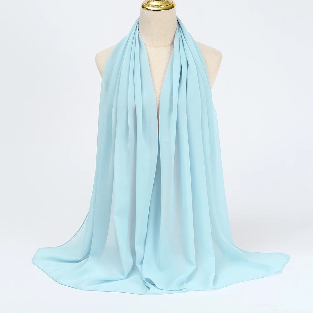 Muslimischer Chiffon Hijab Schal – Damen Langer Einfarbiger Kopf Schal | Eleganter Jersey Schleier & Modisches Umschlagtuch