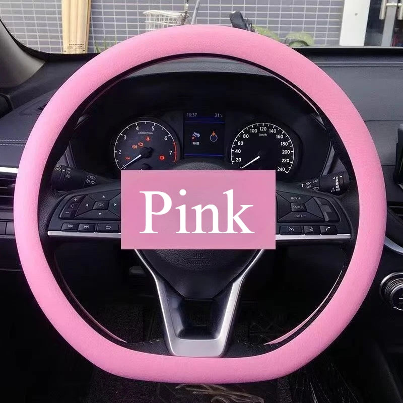 Rutschhemmender Silikon-Lenkradbezug – Atmungsaktiver Elastischer Sommerbezug für 38cm Autolenkräder Kaufschwan® Rosa