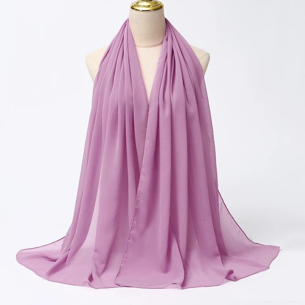 Muslimischer Chiffon Hijab Schal – Damen Langer Einfarbiger Kopf Schal | Eleganter Jersey Schleier & Modisches Umschlagtuch