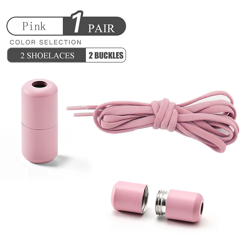 Elastische No-Tie Schnürsenkel – Halbkreis-Design mit Metallverschluss | Praktische Slip-On Laces für Kinder & Erwachsene Sneaker Kaufschwan® Rosa 100cm