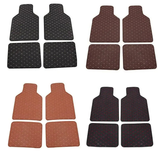 4-teiliges universelles PU-Leder Autoschalenmatten-Set – Vorder- & Rückfußmatten für Auto, LKW & SUV Kaufschwan®