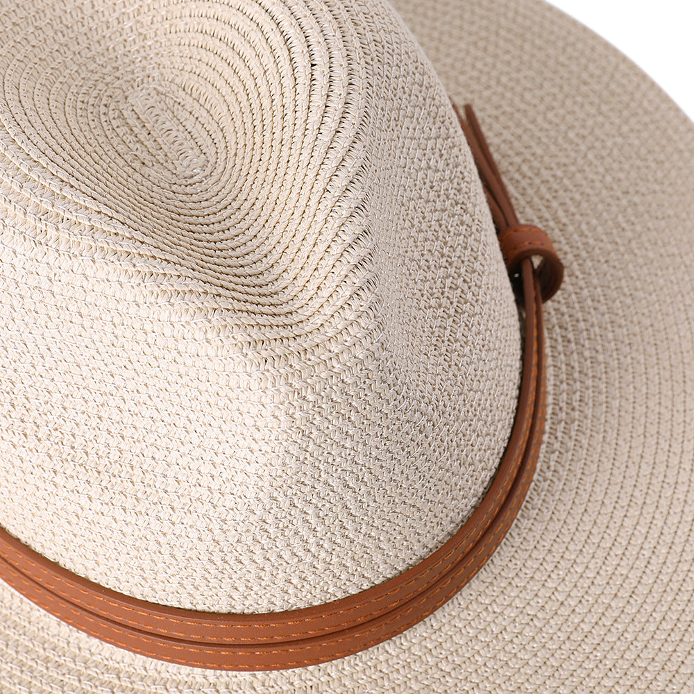 Großer Strohhut für Damen & Herren – Sommer Fedora mit breiter Krempe, Strand Sonnenhut mit UV-Schutz Kaufschwan®