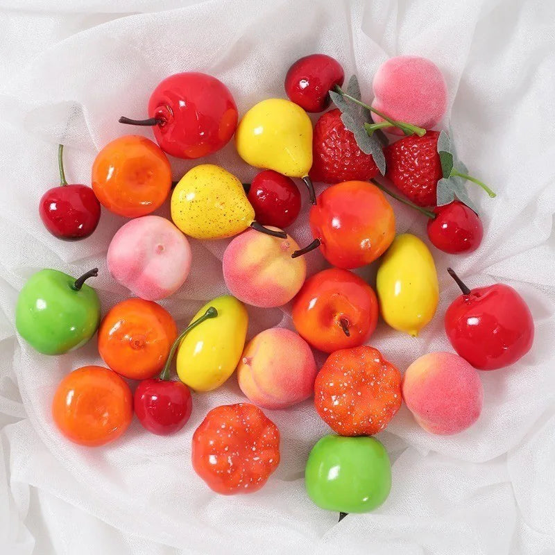 10 / 20 Stück Künstliche Schaumstoff Früchte & Gemüse – Apfel, Birne, Pfirsich & Banane Dekoration für Weihnachten & Hochzeit Kaufschwan®