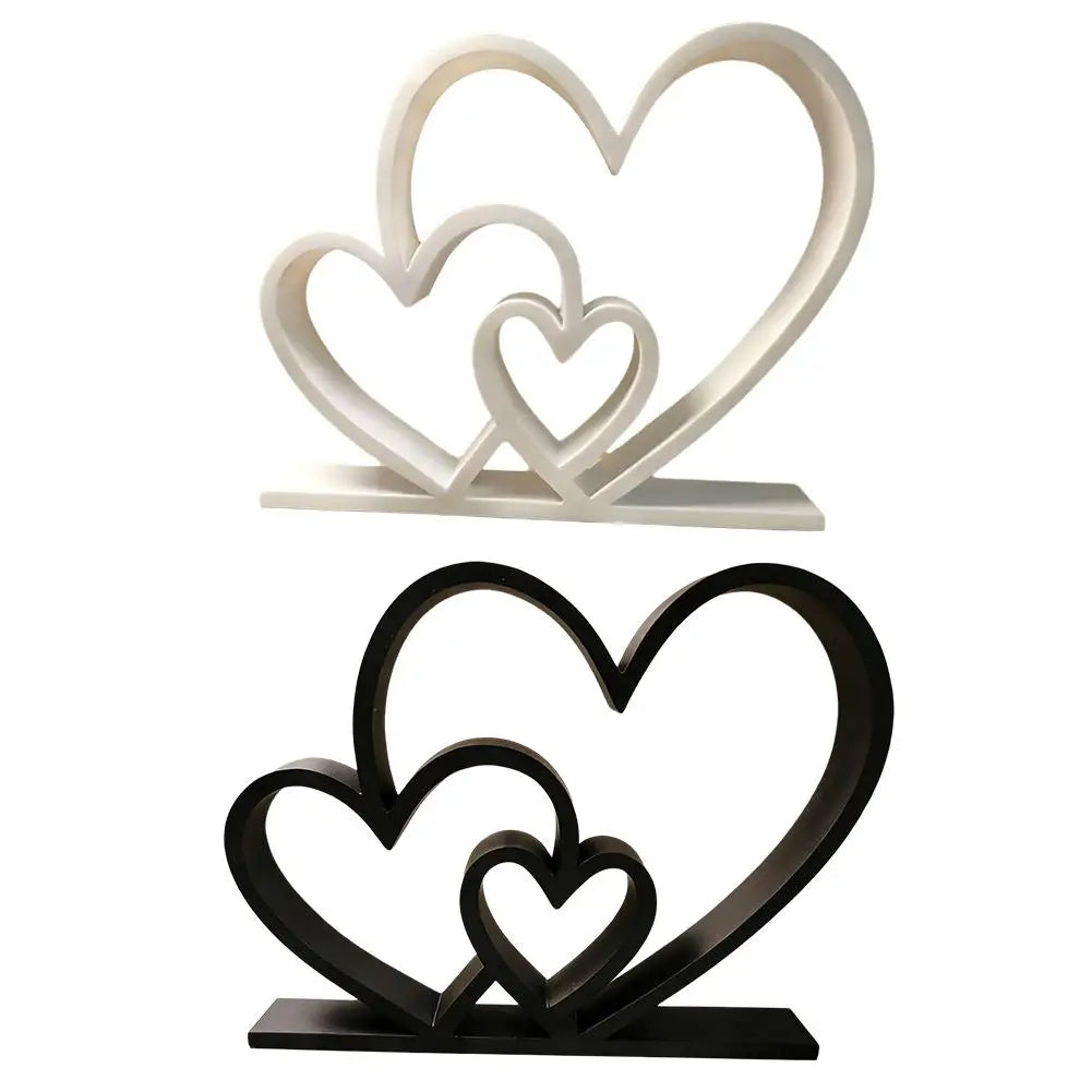 Herz Skulptur Valentinstag Geschenk – Schwarz Weiß Moderne Minimalistische Liebesdekoration für Regal und Tisch