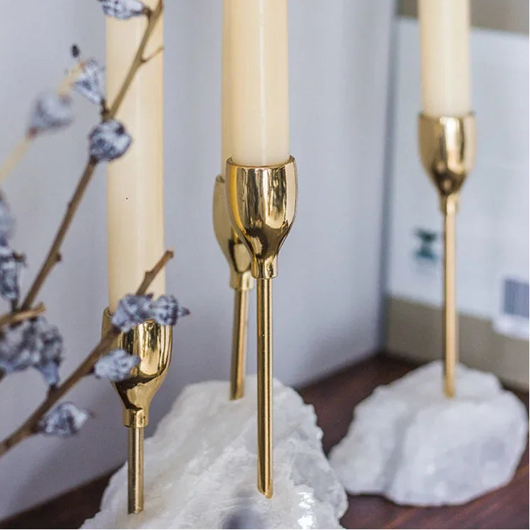 Kerzenhalter mit Natürlicher Gipsbasis – Romantische Tischdekoration & Kreativer Wachsschmelz Aroma Behälter Kaufschwan®