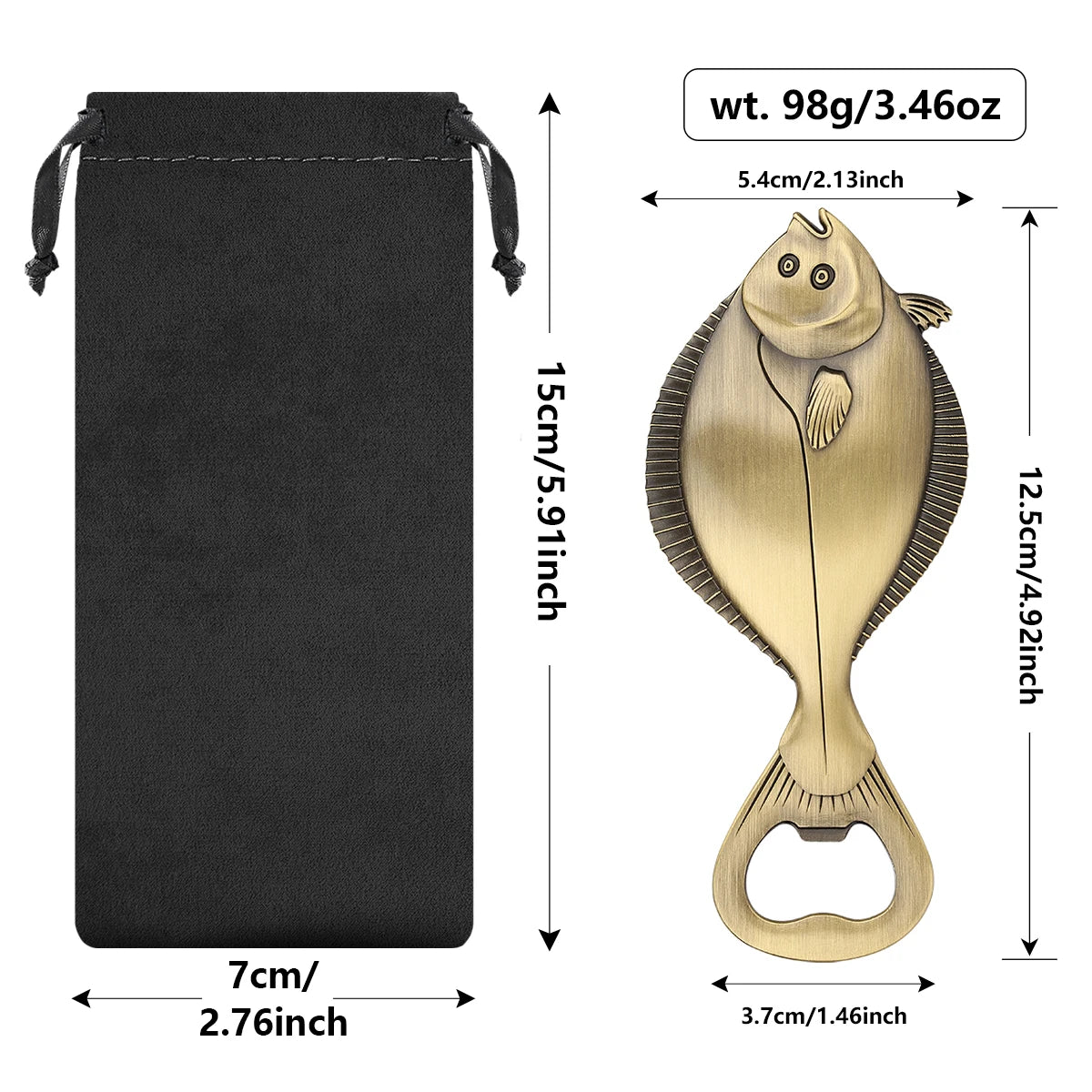 Flunder Fisch Flaschenöffner – Steampunk Metall Design Geschenk für Angler Kaufschwan®
